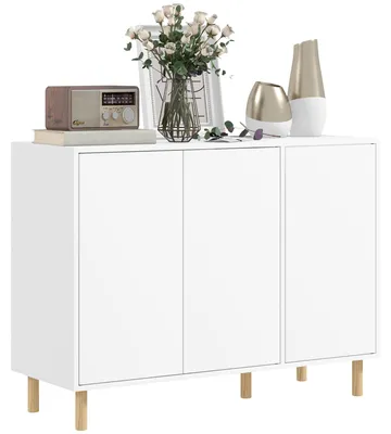 Immagine prodotto di Credenza Moderna 2 Armadietti a 3 Ripiani Regolabili 107x40x80 cm Bianca