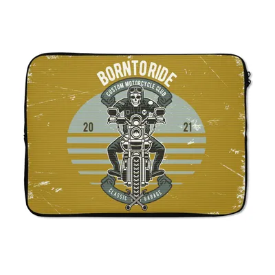 Produktbild von MuchoWow® Laptop Hülle 13 Zoll Mancave - Motor - Skelett - Vintage Laptoptasche - Laptophülle - Sleeve - Rundumschutz