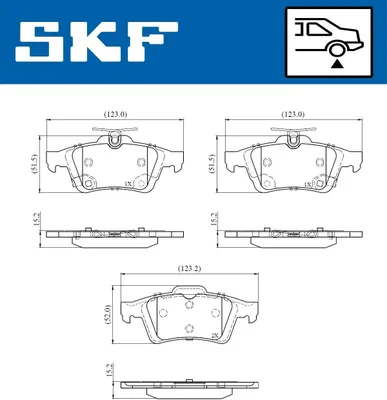 Produktbild von SKF Bremsbeläge Satz Hinten Bremsklötze für FORD FOCUS III VKBP 90851 A