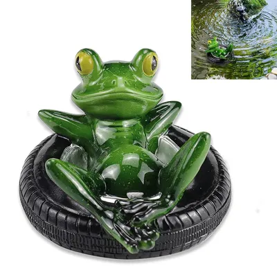 Produktbild von Miniteich Deko Schwimmfrosch Set – Teichdekoration für Zinkwannen | Solarbrunnen Garten Balkon