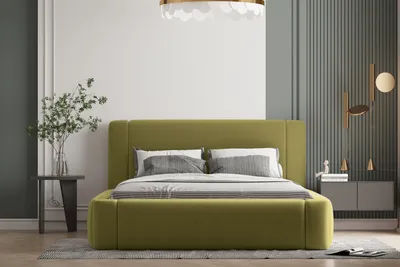 Produktbild von Polsterbett OLAF 90 x 200  mit Matratze, Bettkasten und Lattenrost. Farbe: Grün