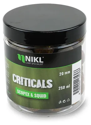 Zdjęcie produktu dla Nikl Criticals Boilie Scopex & Squid 250 ml 18 mm, opakowanie 250 ml