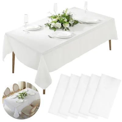 Produktbild von Einweg-Tischdecken Rechteckig Weiß 5 Stück 137 x 274 cm PEVA