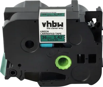 Produktbild von vhbw Schriftband-Kassette kompatibel mit Brother PT 9600, 9700PC, 9800PCN Etiketten-Drucker 8m x 36mm Schwarz auf Grün