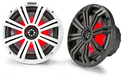 Image de Haut-parleur coaxial Kicker à LED de 8 pouces, blanc/gris, 300 W, blanc/gris, 300 W