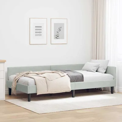 Produktbild von Maison Exclusive - Eckbettgestell mit Kopfteil Hellgrau 90 cm x 200 cm Samt