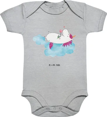 Produktbild von Mr. & Mrs. Panda Strampler Einhorn Verliebt 1. - 3. Monat - Heather Grey - Geschenk, Einteiler, babykleidung body, Baby, Unicorn, Liebe, Einhörner, Babystrampler, overall