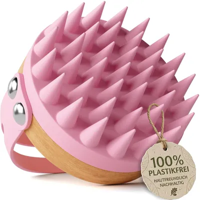 Produktbild von Kopfhautmassagebürste Kopfmassagebürste Schuppenbürste - Bambus - 100 % plastikfrei - - Für Haarpflege und Kopfhautpeeling