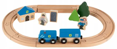 Produktbild von Playtive Holz-Eisenbahn-Set Polizei 18-teilig ab 1,5 Jahren