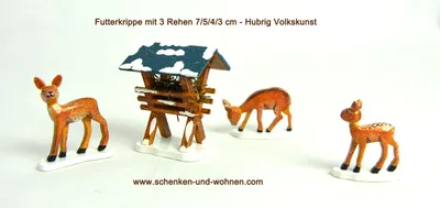 Produktbild von Futterkrippe mit 3 Rehen 7-5-4-3 cm Hubrig