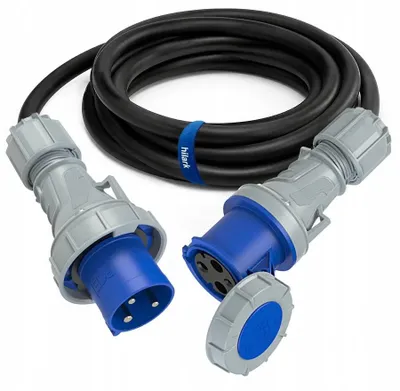 Image de Rallonge industrielle 2m 63A IP67 H07RN-F 3×16 pour machines de chantier et industrie PCE
