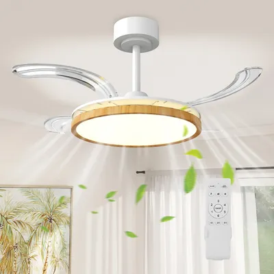 Produktbild von HOMCOM Deckenventilator LED mit Beleuchtung, einziehbare Flügel, 3 Lichtfarben