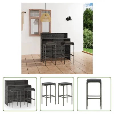 Produktbild von The Living Store 3-tlg. Gartenbar-Set mit Kissen Grau