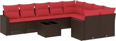 Produktbild von 10-tlg. Garten-Sofagarnitur mit Kissen Braun Poly Rattan