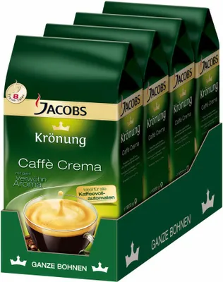 Produktbild von Jacobs Krönung Caffè Crema, 4er Set, Röstkaffee, Kaffee, ganze Bohnen, Kaffeebohnen, 4 x 1000 g