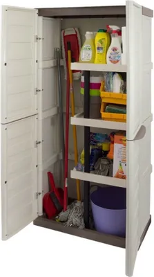 Produktbild von Besenschrank Gartenschrank Wasserdicht Outdoor Schrank Kunststoff Mehrzweckschrank Putzschrank Allzweckschrank Balkonschrank Haushaltsschrank Hoch