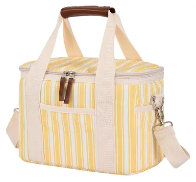 Produktbild von Isolierte Kühltasche 9L Gelbe Streifen mit Schultergurt für Picknick Büro