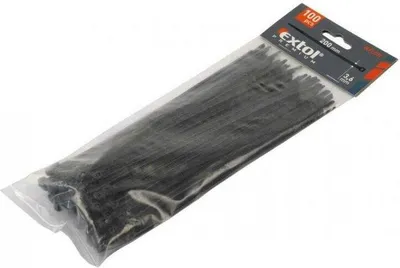 Obrázok produktu pre Extol Premium Napínacie popruhy čierne 380x4,8mm Nylon PA66 100 ks