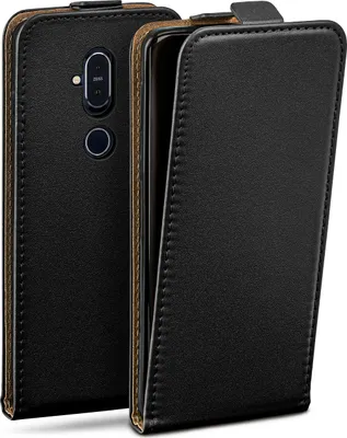 Produktbild von moex® Flip Case kompatibel mit Nokia 8.1 - Hülle mit 360 Grad Schutz, Schwarz