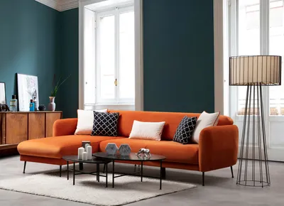 Obrázek produktu pro Hanah Home, Sevilla- ARE1115, oranžová, rozkládací pohovka, rám: Buková dřevotříska / dřevotříska