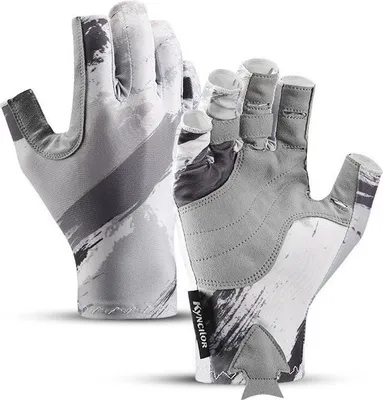 Produktbild von INF Graue Angelhandschuhe - Rutschfeste, Verschleißfeste Outdoor Handschuhe für Angler, 1 Paar L