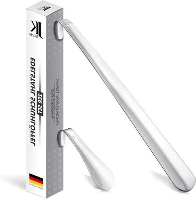 Produktbild von Famanu Set von 2 stabilen Schuhanziehern - 15 & 42 cm - Edelstahl - Praktisch und leicht zu handhaben