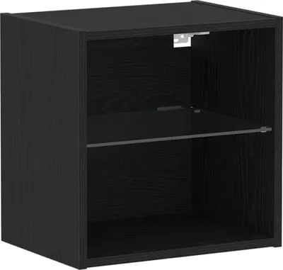 Produktbild von vidaXL Schwimmendes Regal mit LED-Licht Schwarz 40 x 28,5 x 40 cm