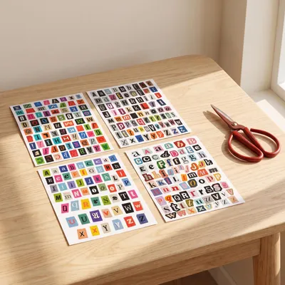 Productafbeelding van Vintage letterstickers, 1148 stuks, scrapbooking accessoires, voor creatieve projecten