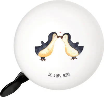 Produktbild von Mr. & Mrs. Panda Klingel Für Fahrrad Pinguin Liebe - Weiß - Geschenk, Fahrradglocke, Fahrrad-Klingel, Geschenkidee, Freundin, Vertraut, Fahrradklingel, Verlobter, Love