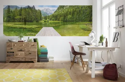 Zdjęcie produktu dla Fototapeta Komar "Zielone jezioro", kolorowa, 368 x 127 cm; 4-538