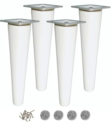 Produktbild von Höhenverstellbare Möbelbeine aus Buchenholz 20 cm – Weiße Lackierung mit Montageset für DIY Projekte