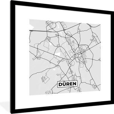 Produktbild von MuchoWow® Gerahmtes Poster Düren - Karte - Stadtplan - Deutschland 40x40 cm - Poster mit Schwarzem Bilderrahmen Wandposter Rahmen Foto Bilder - Poster - Plakat im Rahmen