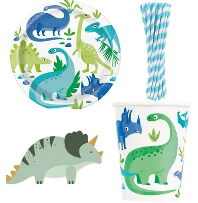 Produktbild von Partyset 52 tlg. Dinosaurier Geburtstag Kindergeburtstag Deko Dekoration