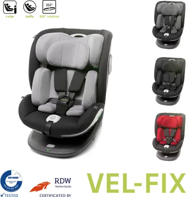Obrázok produktu pre VEL-FIX RWF detská sedačka I-size (40-150 cm) autosedačky ISO-FIX detské autosedačky (0-36 kg) 360 stupňov otočná šedá