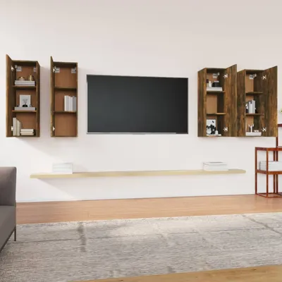 Produktbild von The Living Store TV-Schränke 4 Stk. Räuchereiche 30,5x30x90 cm Holzwerkstoff