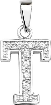 Produktbild von Klassischer 925 Sterling Silber Buchstaben / Initiale Damen - Anhänger mit Zirkonia; TRS35292LTT