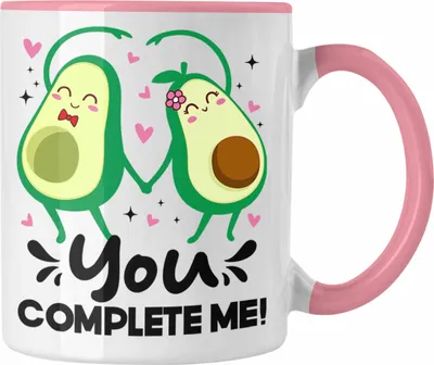 Produktbild von Trendation - Avokado Tasse Paare Liebe Beste Freundin Geschenk You Complete Me Lustiger Spruch (Rosa)