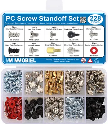 Produktbild von MMOBIEL 228P-teilig PC-Schraubenabstands-Set-Kit für Computergehäuse / Festplatten etc.