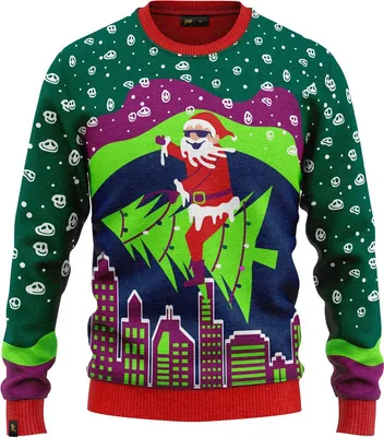 Obrázek produktu pro JAP Christmas Ošklivý vánoční svetr Tripping into christmas - 100% recyklovaný - Uni pro ženy i muže - Zelená - Velikost XL