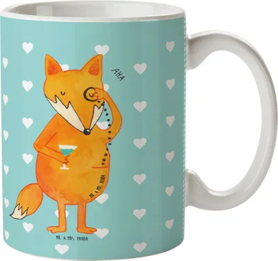 Produktbild von Mr. & Mrs. Panda Pott Fuchs Lord - Türkis Pastell - Geschenk, Motivation Spruch, Mehrwegbecher, Kindergarten Tasse, Lustig, Schick, Cocktail, Monokel, Kindertasse, Haferl