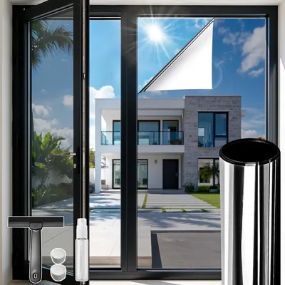 Produktbild von Fensterfolie Spiegelfolie Sichtschutzfolie - Einwegspiegel - UV-Schutz - Wärmeregulierend - Ohne Kleber