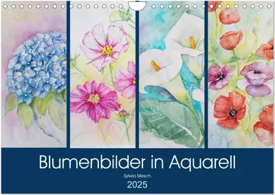Produktbild von Blumenbilder in Aquarell (Wandkalender 2025 DIN A4 quer), CALVENDO Monatskalender