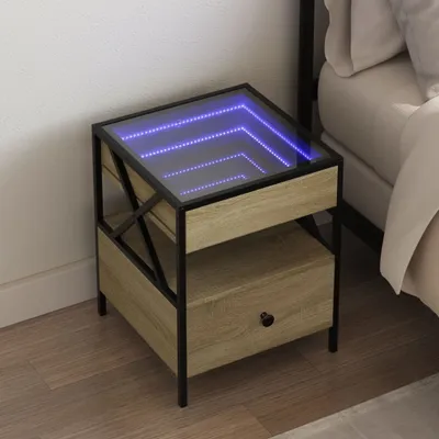Produktbild von vidaXL Nachttisch mit Infinity-LED Sonoma-Eiche 40x40x51 cm
