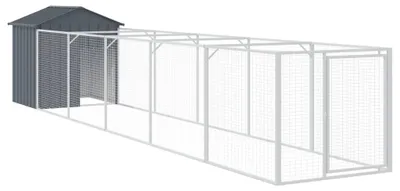 Obrázok produktu pre vidaXL Domček pre psa so strechou antracit 117x609x123 cm Pozinkovaná oceľ