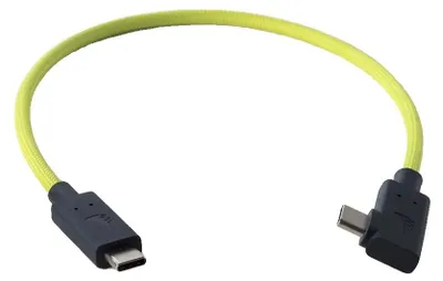 Imagen del producto de Cable flexible USB-C 4.0 de Angelbird, con conector en ángulo recto, color verde lima, longitud de 32 cm (1 pie)