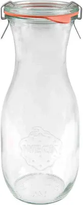 A clear glass jar with a clamp lid.