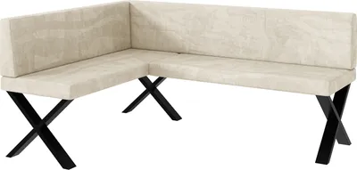 Produktbild von MEBLINI Eckbank für Esszimmer - Küchenbank - Essecke - Sitzecke Küche - TONI - X-Beine 128x168x87cm Links - Creme Samt