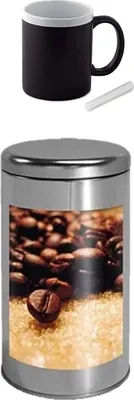 Produktbild von Runde Kaffeedose Edelstahl luftdicht 300ml 500g mit Aromaschutz und Tafelbeschichtung