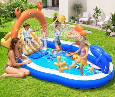 Aufblasbares Kinderbecken mit Rutsche, 305x178x127 cm