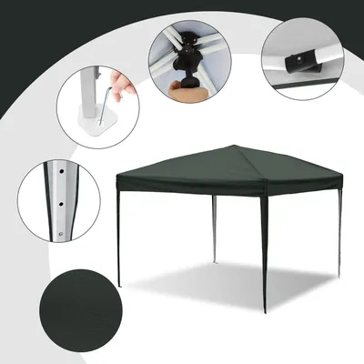 Produktbild von Izrielar Pavillon Faltpavillon Tasche Wasserdicht UV-Schutz 50+ Pop-Up Gartenpavillon Gartenzelt Partyzelt grau 3x3m